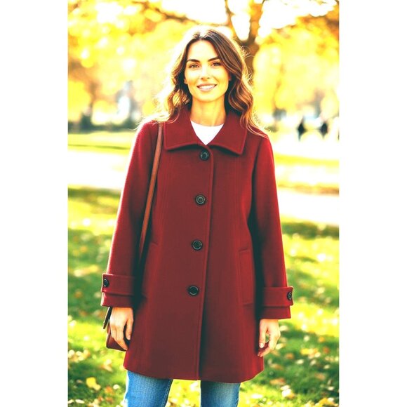 Mackintosh Red Wool-Blend Lined Coat w/Pockets Size S Peacoat Single Breasted - Picture 11 of 11